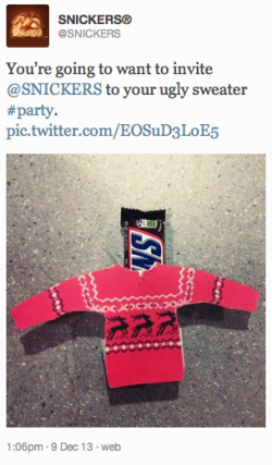 Snickers ugly sweater