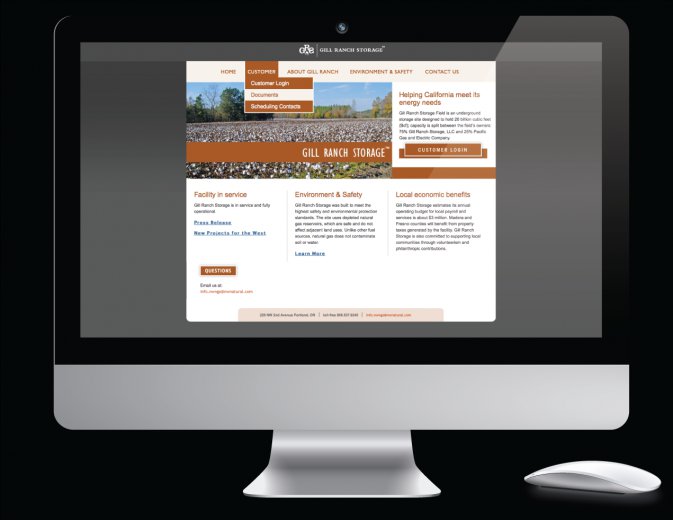 A utilitarian website for Gill Ranch natural gas storage facility in California. 